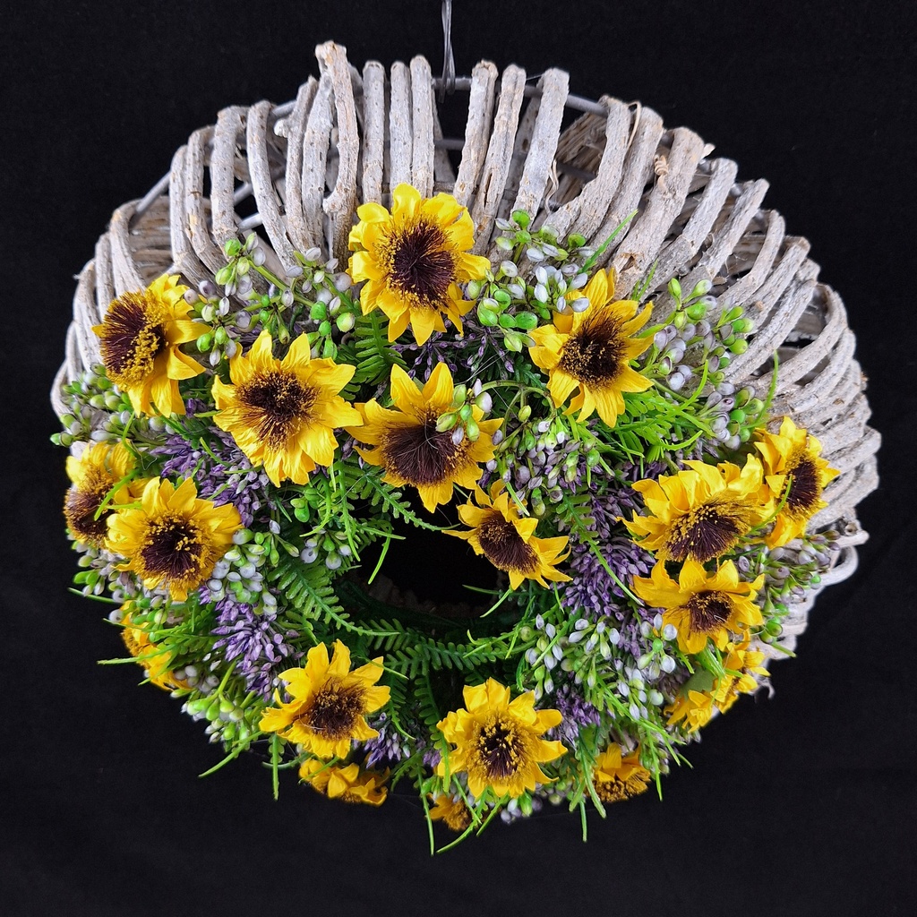 Türkranz aus Rattan mit Kunst-Sonnenblumen5