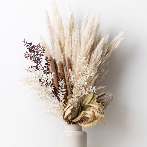 Decorative composition of dried flowers