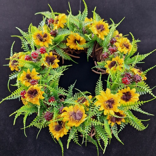 Türkranz aus künstlichen Blumen mit Sonnenblumen